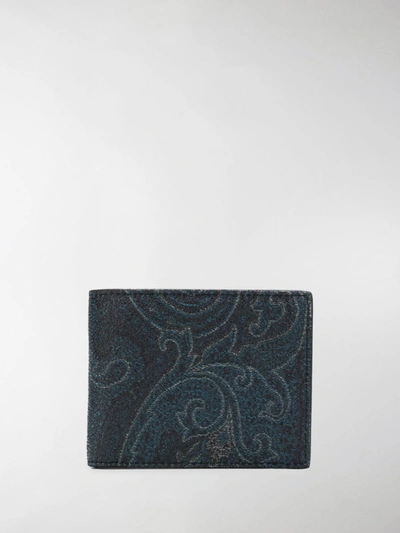 Etro Paisley Card Holder In Blue