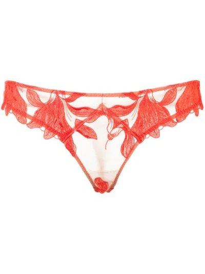 Fleur Du Mal Lily Thong In Red