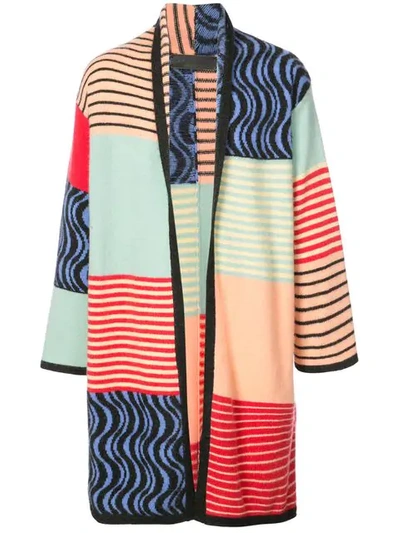 The Elder Statesman Panelled Belted Cashmere Coat In Multicolour