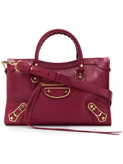 Balenciaga Metallic Edge Small City Tote - Red