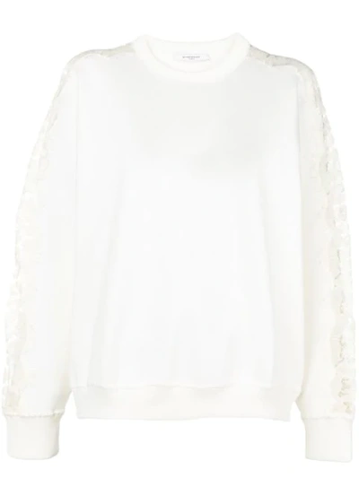 Givenchy Lace-embroidered Fitted Sweater In White