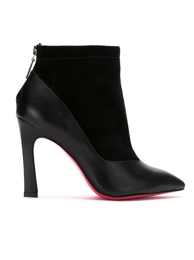 Zeferino Suede Panel Ankle Boots In Black