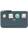 Fendi Geometric Stud Coin Pouch - Blue