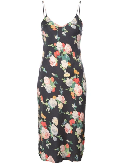 Nili Lotan Floral Slip Dress - Black