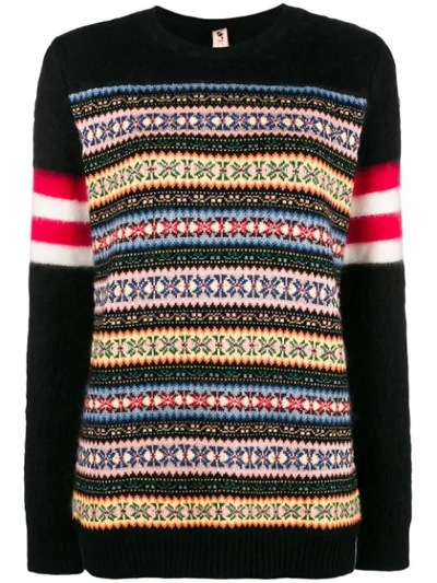 N°21 Nº21 Colour-block Embroidered Sweater - Black