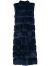 Liska Sleeveless Midi Coat - Blue