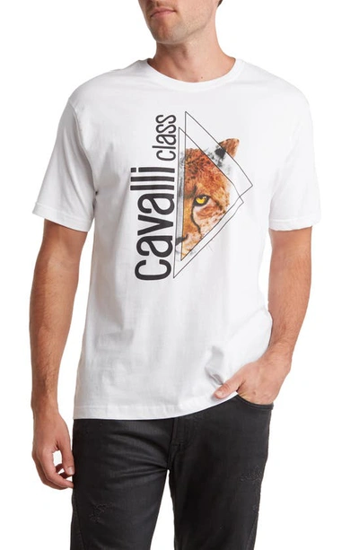 Roberto Cavalli Logo Graphic Print T-shirt In White