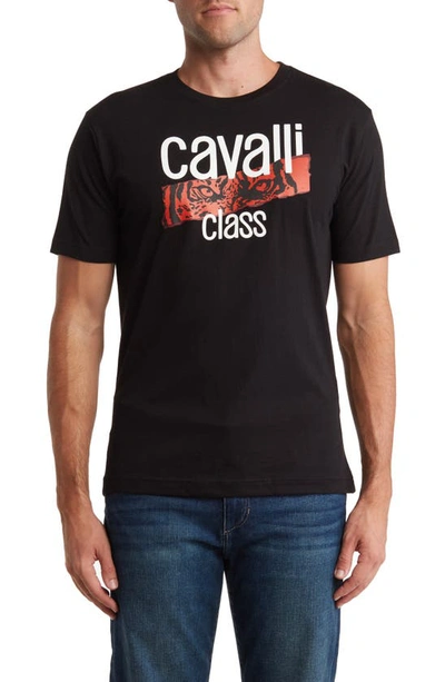 Roberto Cavalli Logo Graphic Print T-shirt In Black