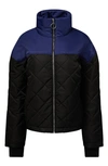 Weworewhat Colorblock Diamond Quilt Puffer Jacket In Blue