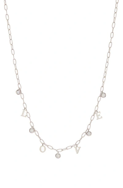 Nadri Love Shaky Station Necklace In Rhodium/silver