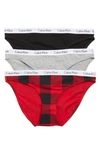 Calvin Klein Assorted Bikinis In Uvl Sbo/gh/blk