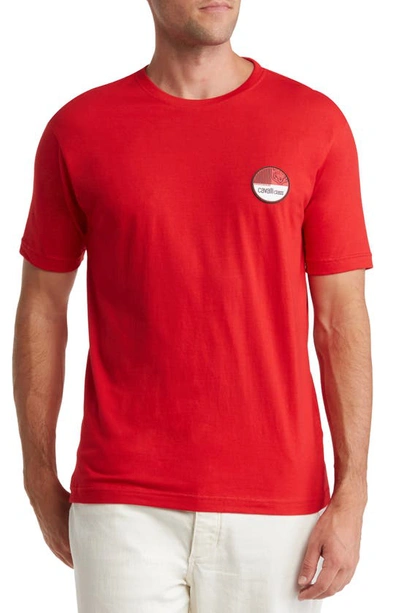 Roberto Cavalli Logo Patch T-shirt In Red