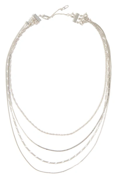 Nadri Gemma Layered Chain Necklace In Rhodium