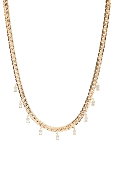 Nadri Zoe Shaky Cubic Zirconia Charm Curb Chain Collar Necklace In Gold