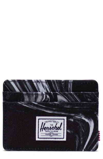 Herschel Supply Co Charlie Rfid Card Case In Paint Pour Black