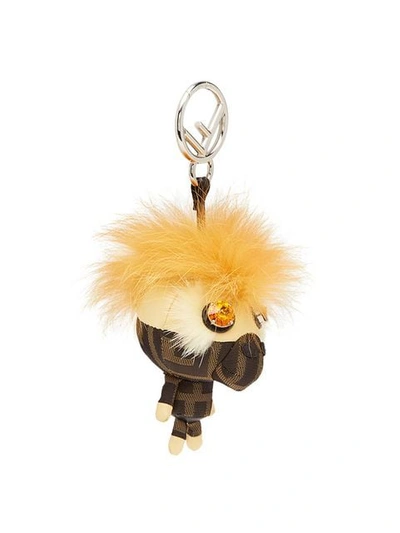 Fendi Space Monkey Charm Keyring In F13ytobacco Zabaione