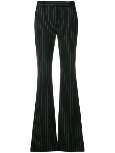 Alexander Mcqueen Flared Pinstripe Trousers - Black In Black/white