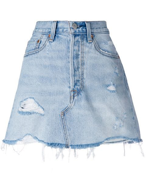 Levi's Deconstructed Denim Skirt In 0021 Light Blue | ModeSens