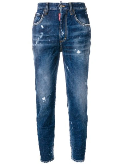 Dsquared2 High Waist Cropped Twiggy Jeans In Blue