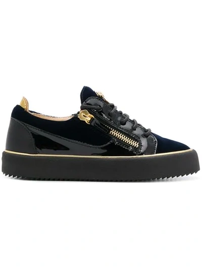 Giuseppe Zanotti Glynn Velvet Low Sneakers In Blue