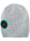 Fendi Ff Logo Patch Beanie - Grey