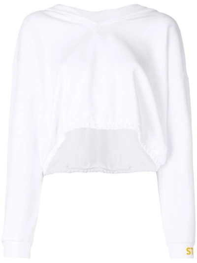 Styland Oversized Hood Cropped Sweater In White