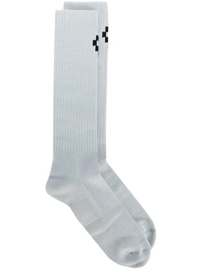 Marcelo Burlon County Of Milan Cross Socks In 0610 Light Grey Blac