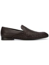 Bottega Veneta Basket Weave Loafers In Brown