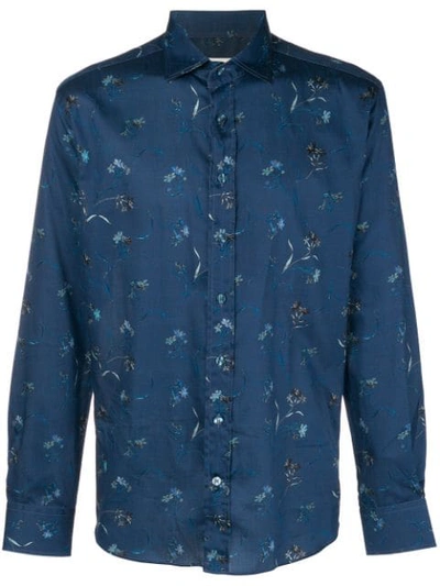 Etro Floral Print Shirt In Blue