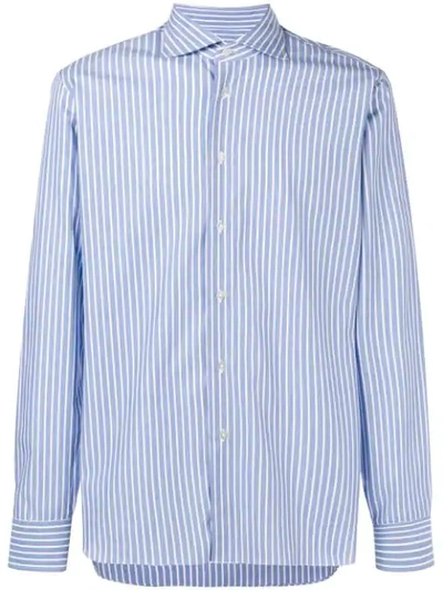 Borriello Striped Button Shirt - Blue