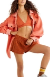 Free People We The Free Ruby Fleece Shirt Jacket In Scarlet Ibis1