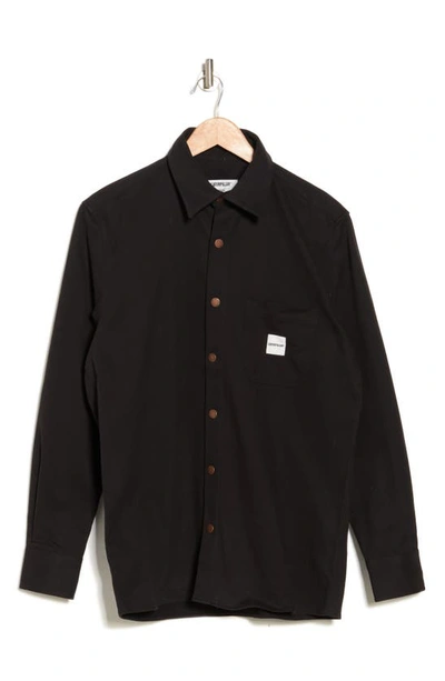 Cat Wwr Twill Button-up Shirt In Black