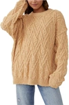 Free People Isla Cable Stitch Tunic Sweater In Camel