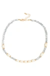 Tasha Crystal & Imitation Pearl Collar Necklace In Gold Gray Ivory