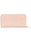 Bottega Veneta Woven Zip-around Wallet - Pink