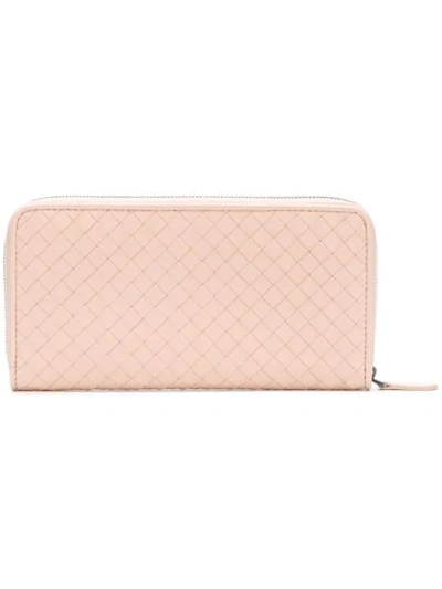 Bottega Veneta Woven Zip-around Wallet - Pink