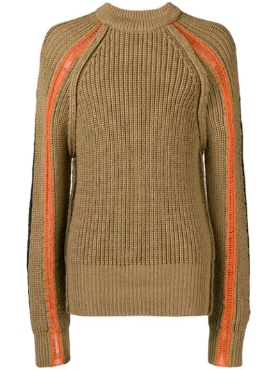 Maison Margiela Chunky Knit Crew Neck Sweater In Brown