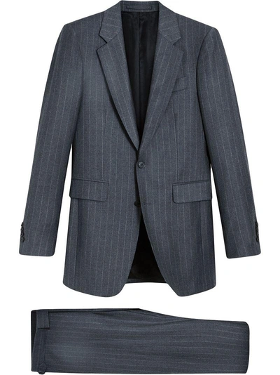 Burberry Slim Fit Pinstripe Wool Cashmere Suit In Grey