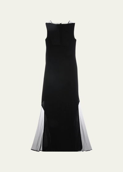 Helmut Lang Sleeveless Sheer Insert Maxi Dress In Black