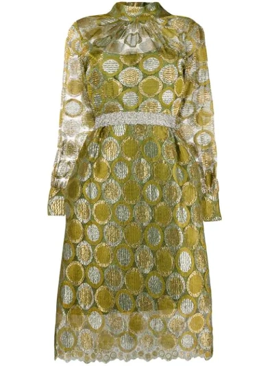 William Vintage Metallic Brocade Dress - Green