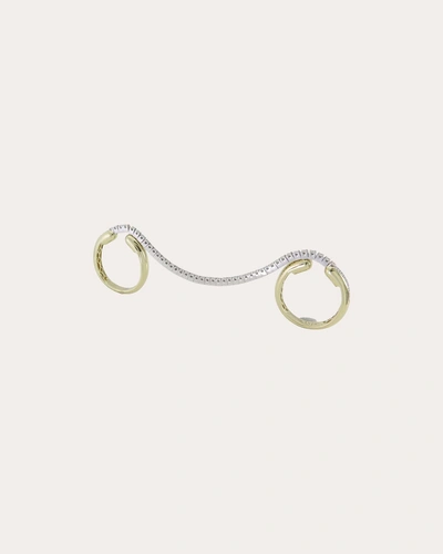 Type Jewelry Women's Tube 14k Gold Diamond Double Ring Set In Silver