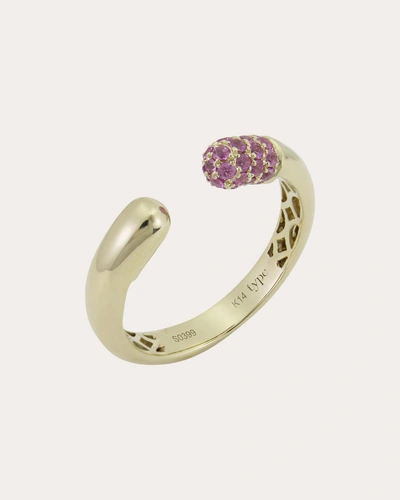 Type Jewelry Women's Tube 14k Gold Pink Sapphire Ring