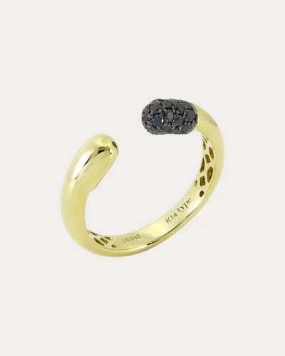 Type Jewelry Women's Black Diamond Tube Ring