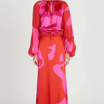 Silvia Tcherassi Messina Printed Silk Tunic Maxi Dress In Red