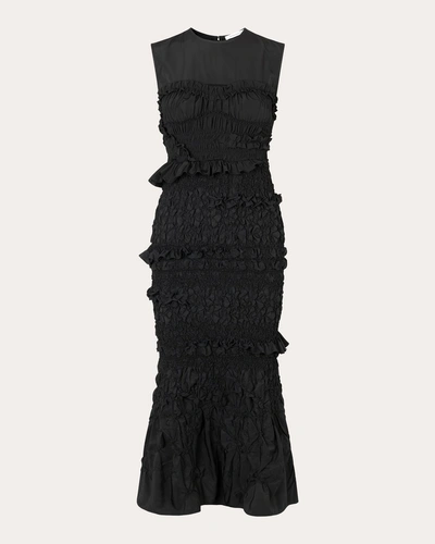 Cecilie Bahnsen Vanda Smocked Faille Mermaid Dress In Schwarz