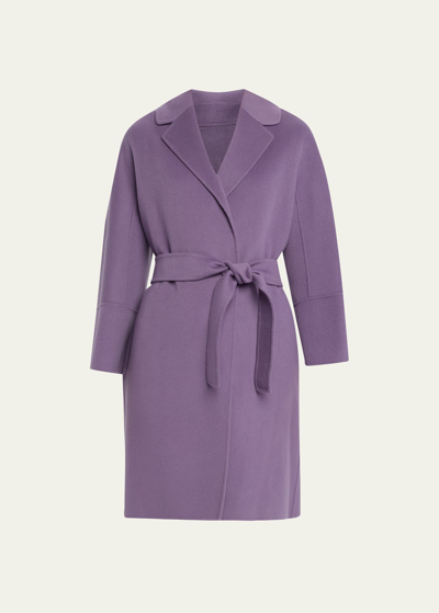 Max Mara Arona Belted Double-face Wool Coat In Lavender