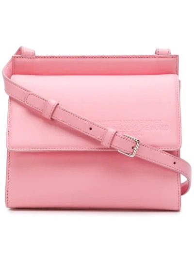 Calvin Klein 205w39nyc Leather Foldover Flap Crossbody Bag - Pink In Pink Panther