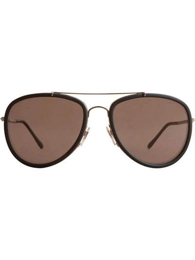 Burberry Check Detail Pilot Sunglasses - Black