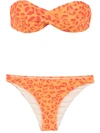 Amir Slama Printed Bandeau Bikini Set In Yellow