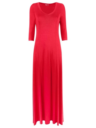 Lygia & Nanny V-neck Long Evening Dress In Red